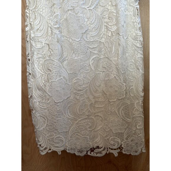 Adrianna Papell Ivory Lace Sheath Dress Illusion Neckline Size 10 NWT - Picture 6 of 16